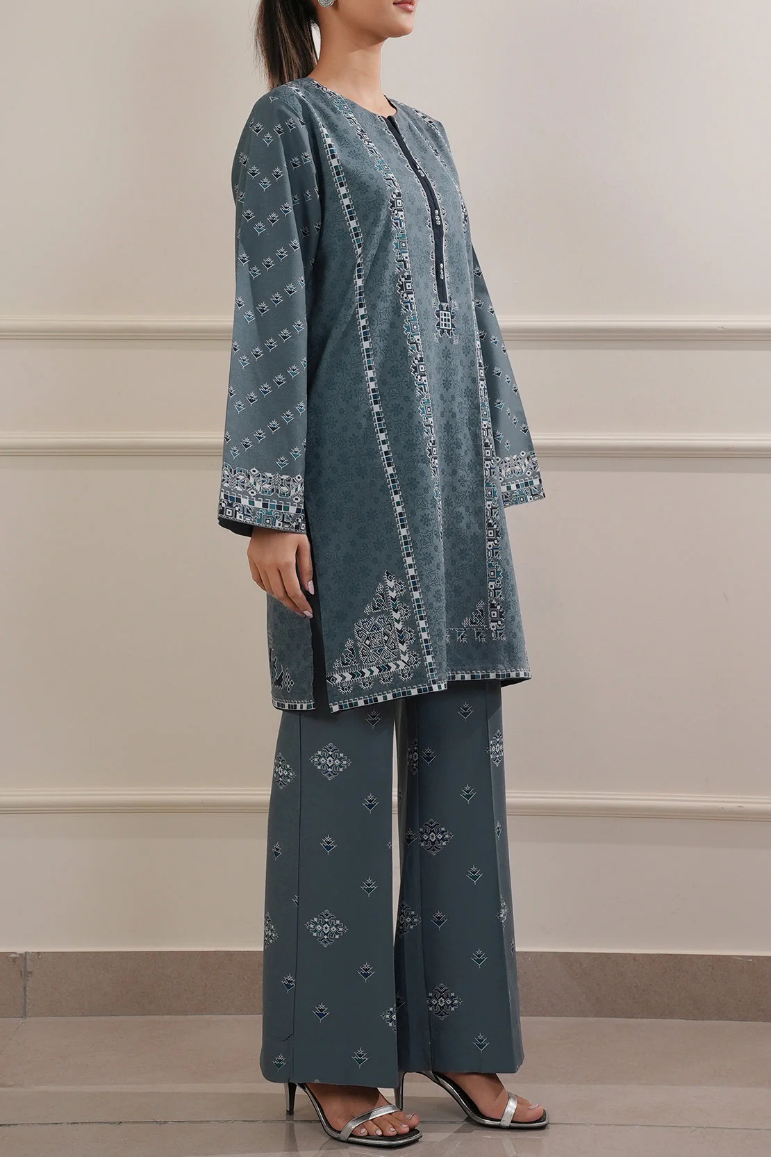 Printed Cotton Viscose Stitched 2 Piece (Shirt/Trouser) - Image 7