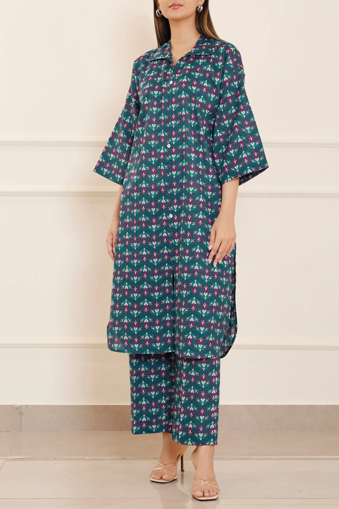 Printed Cotton Viscose Stitched 2 Piece (Shirt/Trouser) - Image 3