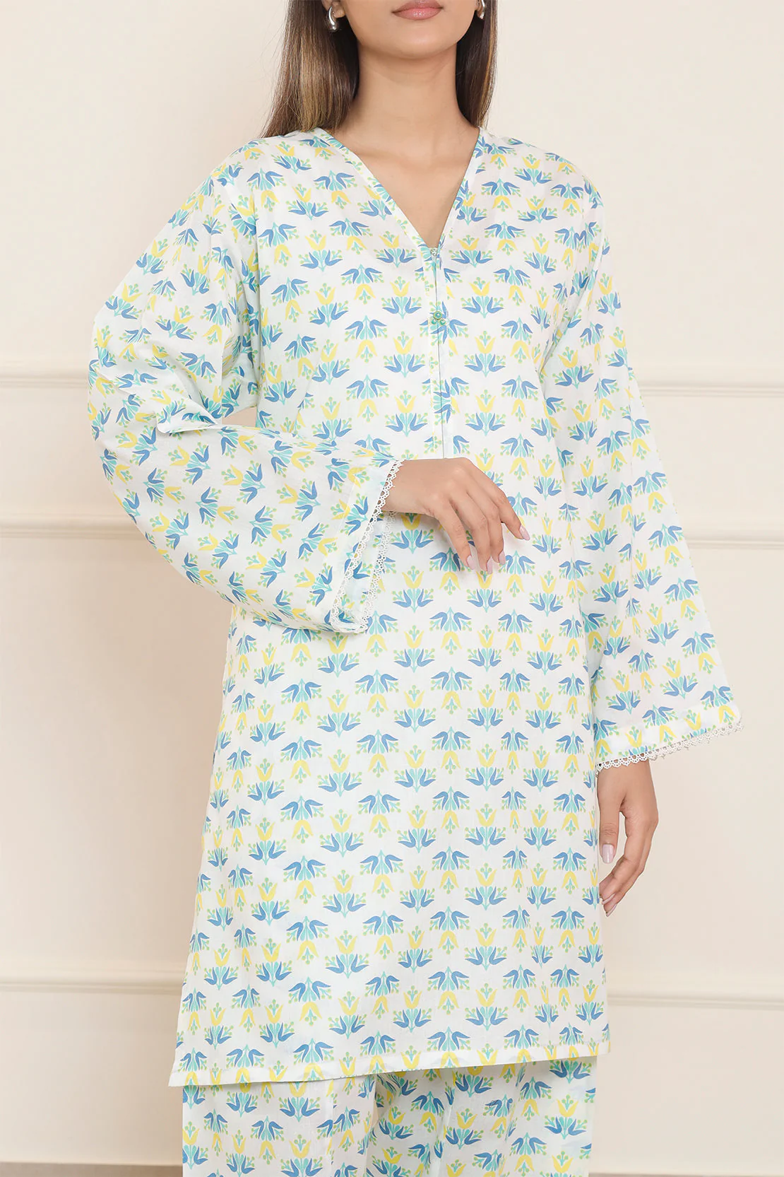 Printed Cotton Viscose Stitched 2 Piece (Shirt/Trouser)