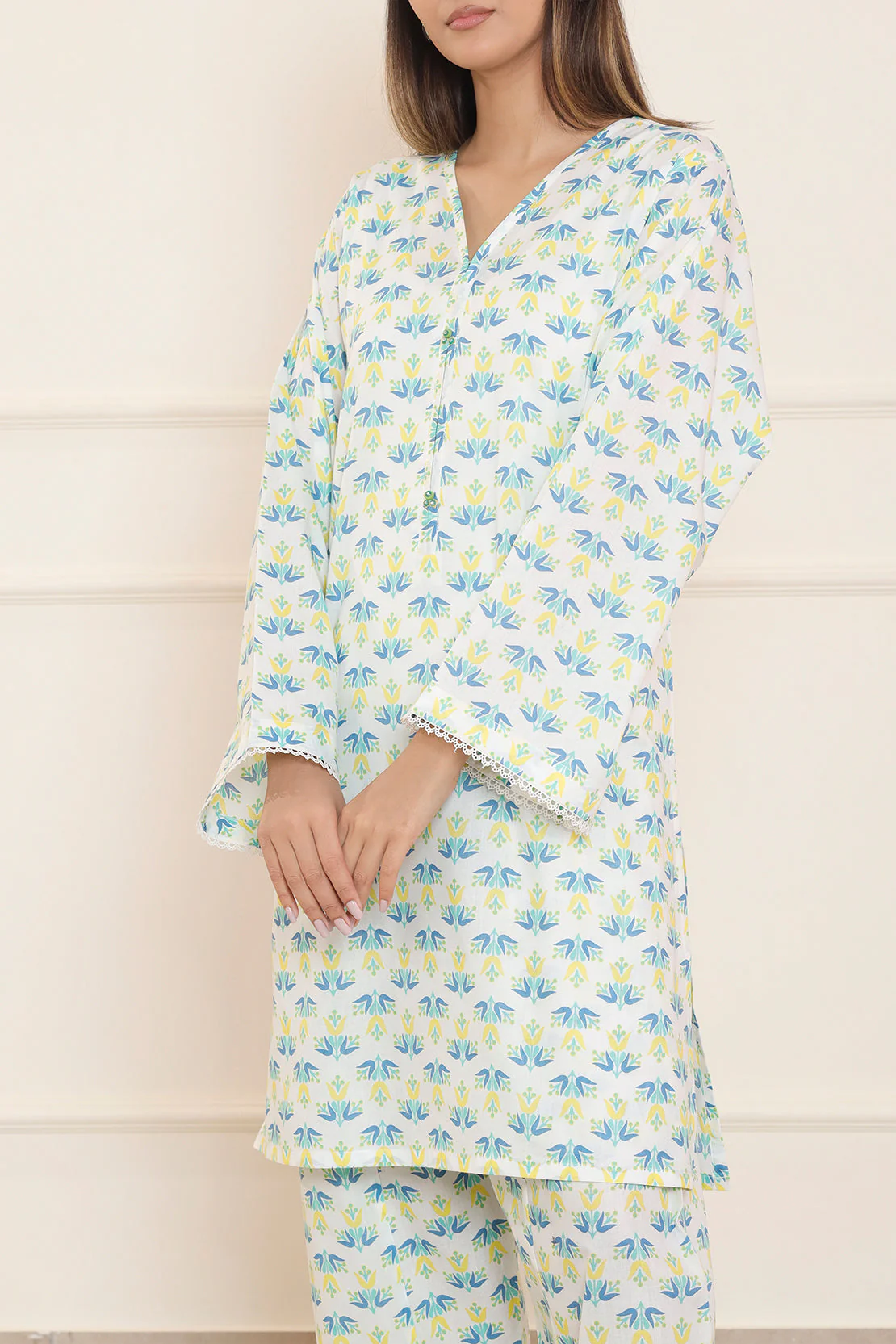 Printed Cotton Viscose Stitched 2 Piece (Shirt/Trouser) - Image 4