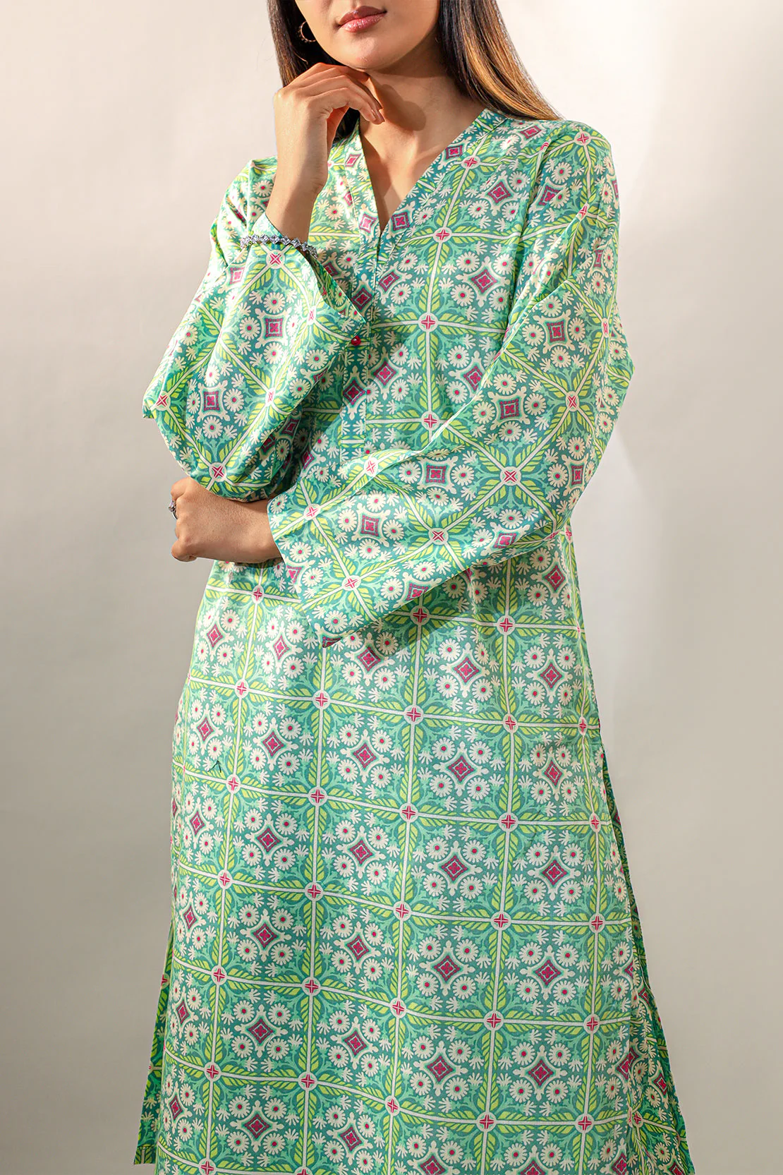 Printed Cotton Viscose Stitched 2 Piece (Shirt/Trouser)