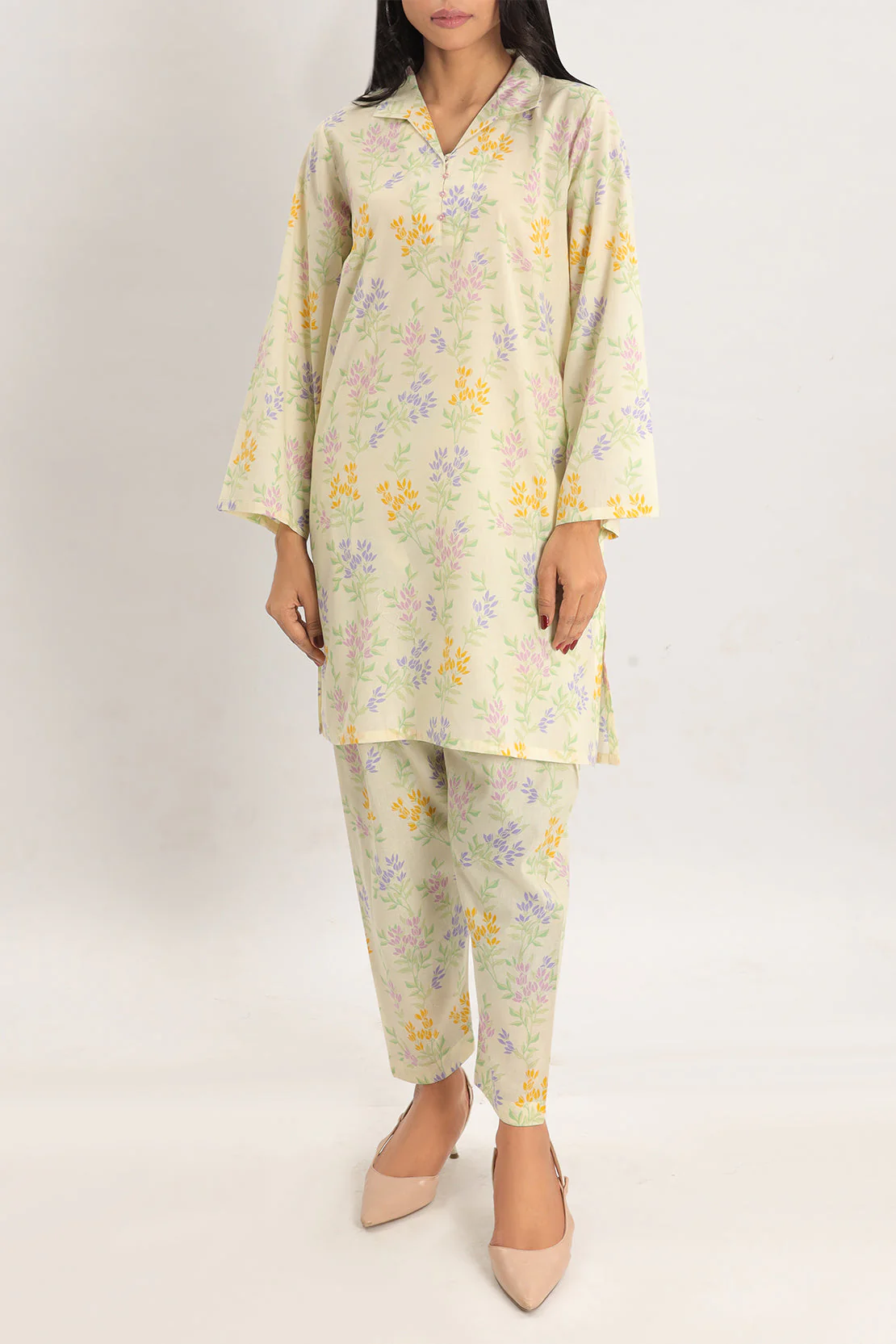 Printed Cotton Viscose Stitched 2 Piece (Shirt/Trouser) - Image 2