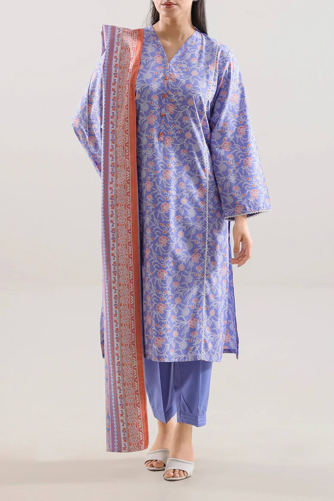 Printed Cotton Viscose Stitched 2 Piece (Shirt/Trouser) - Image 3