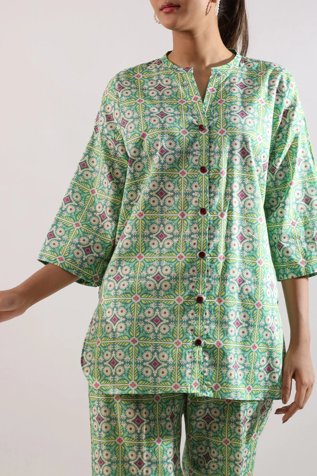 Printed Cotton Viscose Stitched 2 Piece (Shirt/Trouser) - Image 3