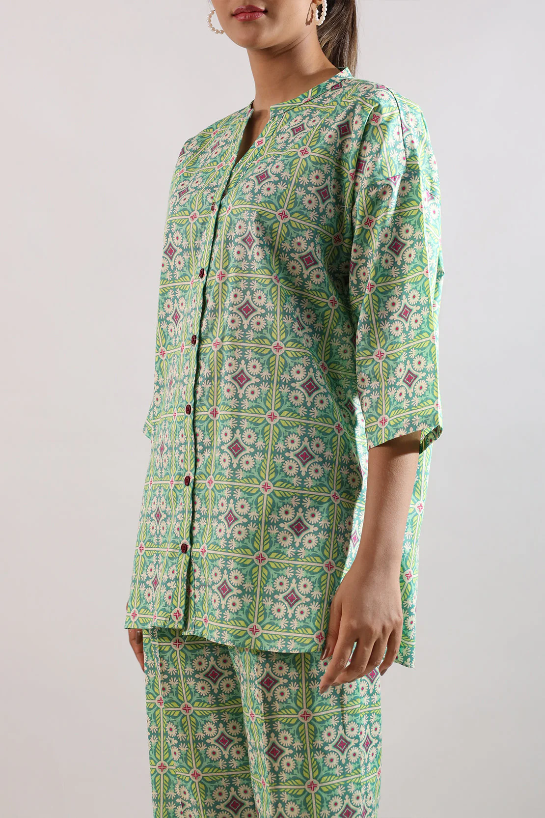 Printed Cotton Viscose Stitched 2 Piece (Shirt/Trouser) - Image 4
