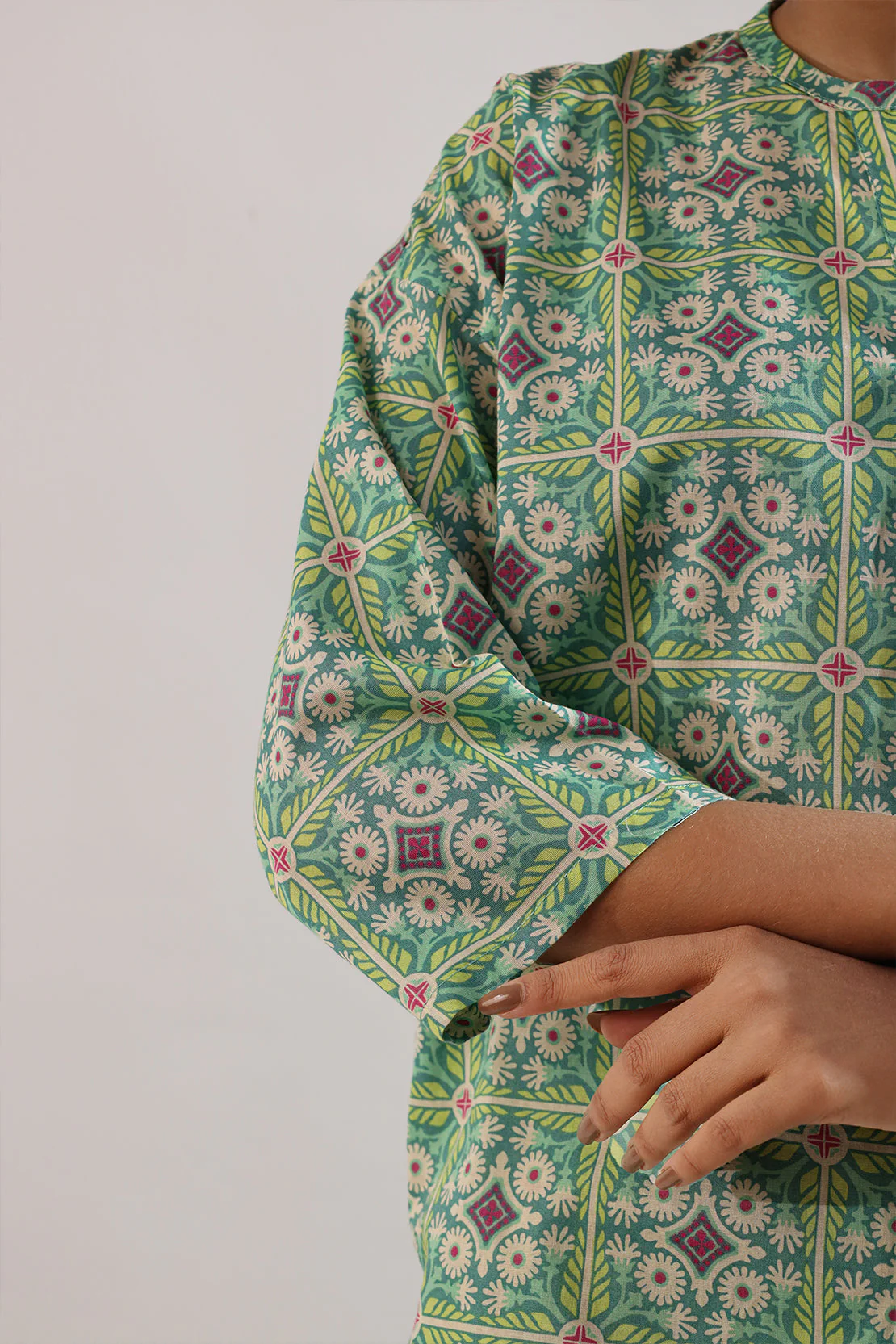 Printed Cotton Viscose Stitched 2 Piece (Shirt/Trouser) - Image 6