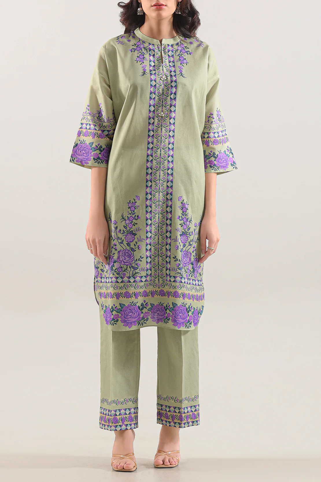 Printed Cotton Viscose Stitched 2 Piece (Shirt/Trouser)