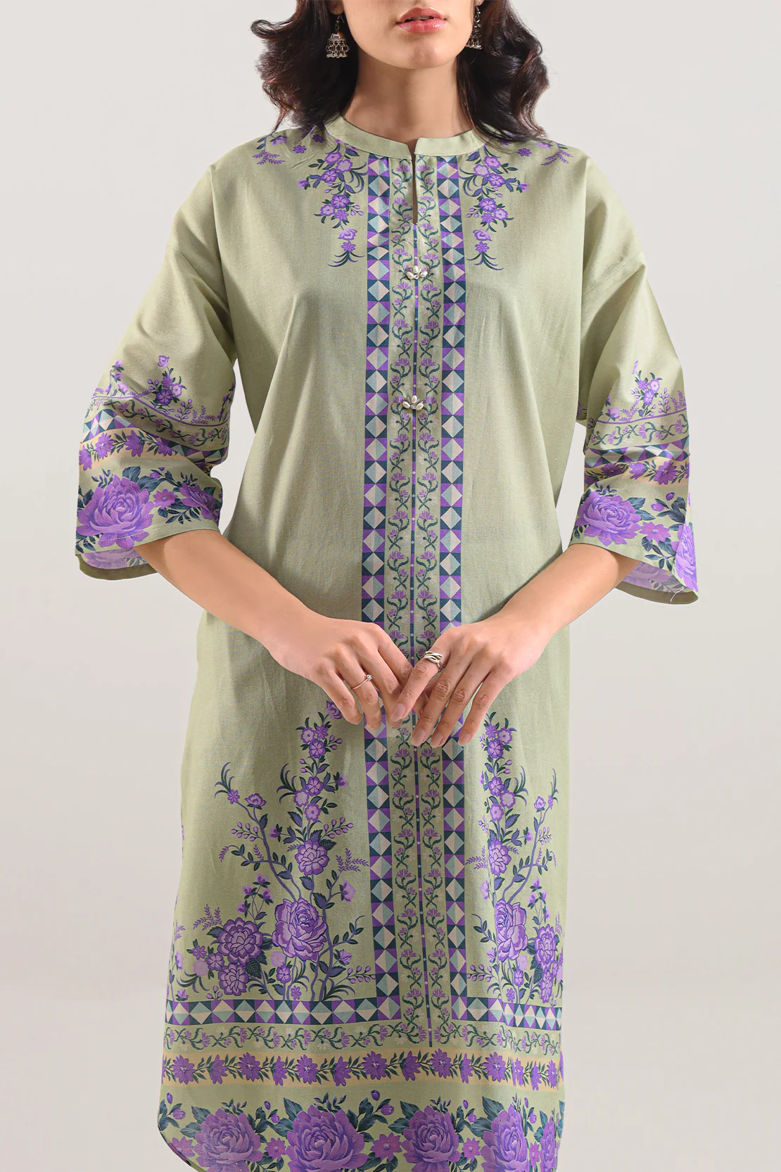 Printed Cotton Viscose Stitched 2 Piece (Shirt/Trouser) - Image 2