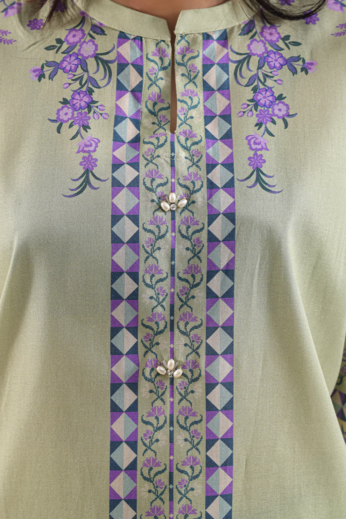 Printed Cotton Viscose Stitched 2 Piece (Shirt/Trouser) - Image 6