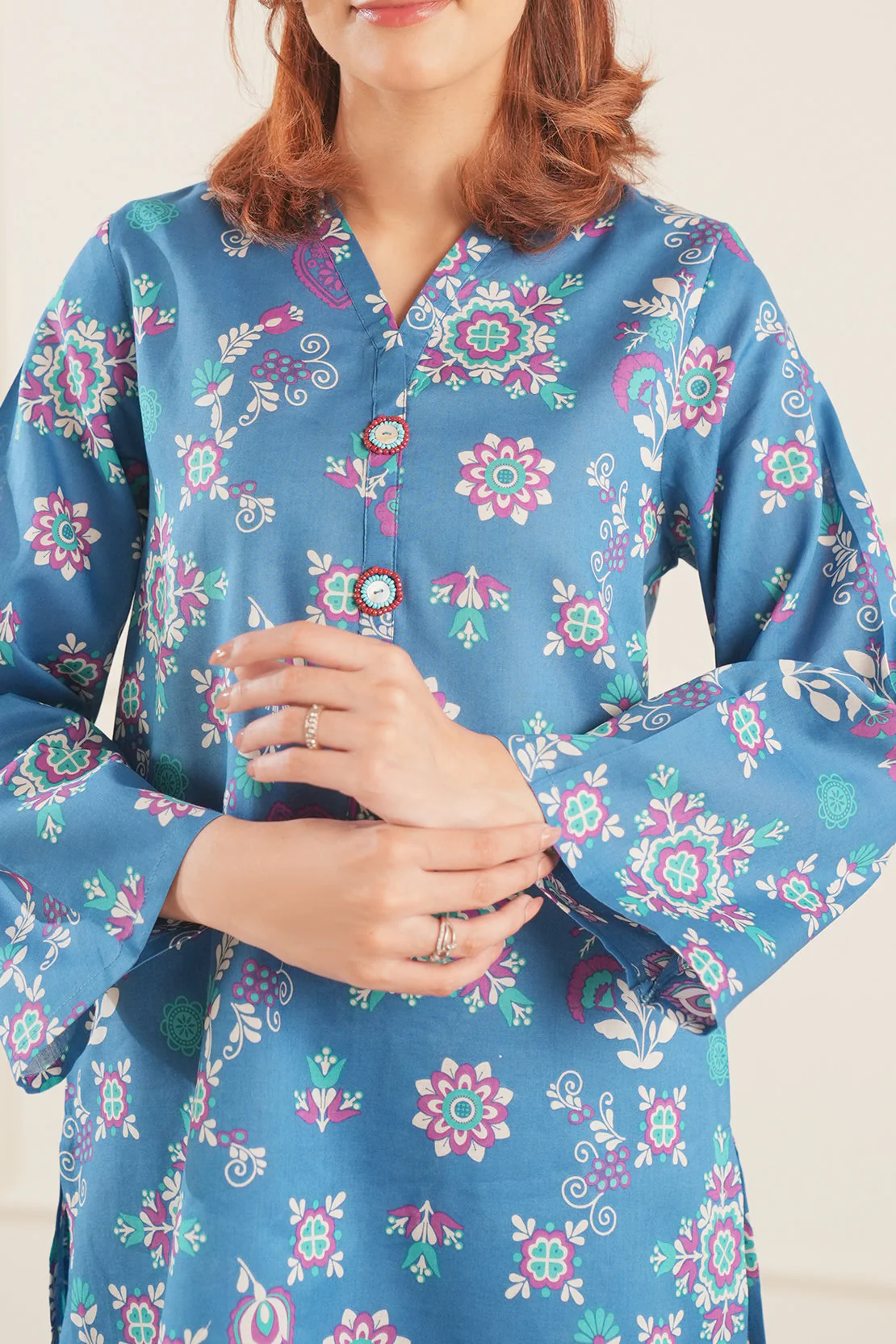 Printed Cotton Viscose Stitched 2 Piece (Shirt/Trouser) - Image 3