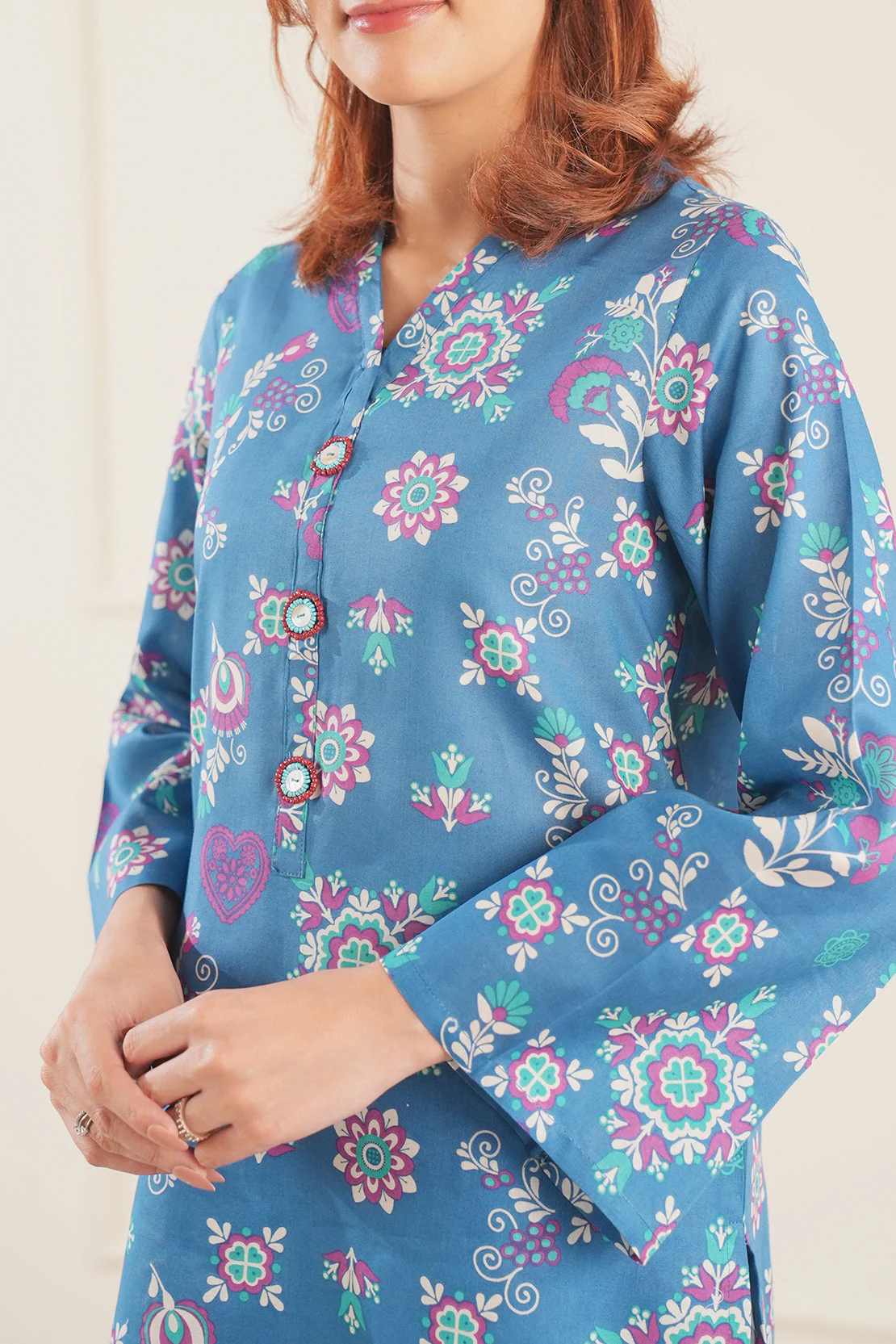 Printed Cotton Viscose Stitched 2 Piece (Shirt/Trouser) - Image 4