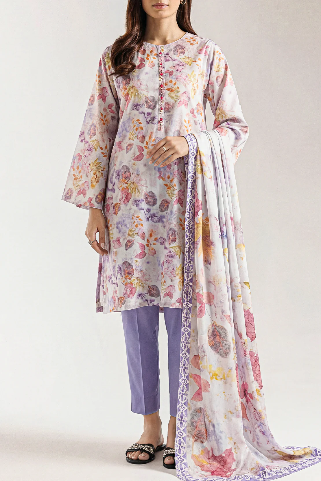 Printed Cotton Viscose Stitched 2 Piece (Shirt/Trouser)