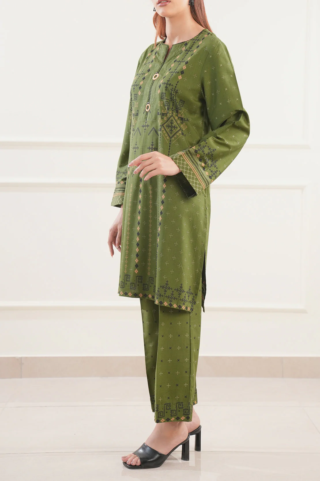 Printed Cotton Viscose Stitched 2 Piece (Shirt/Trouser) - Image 3