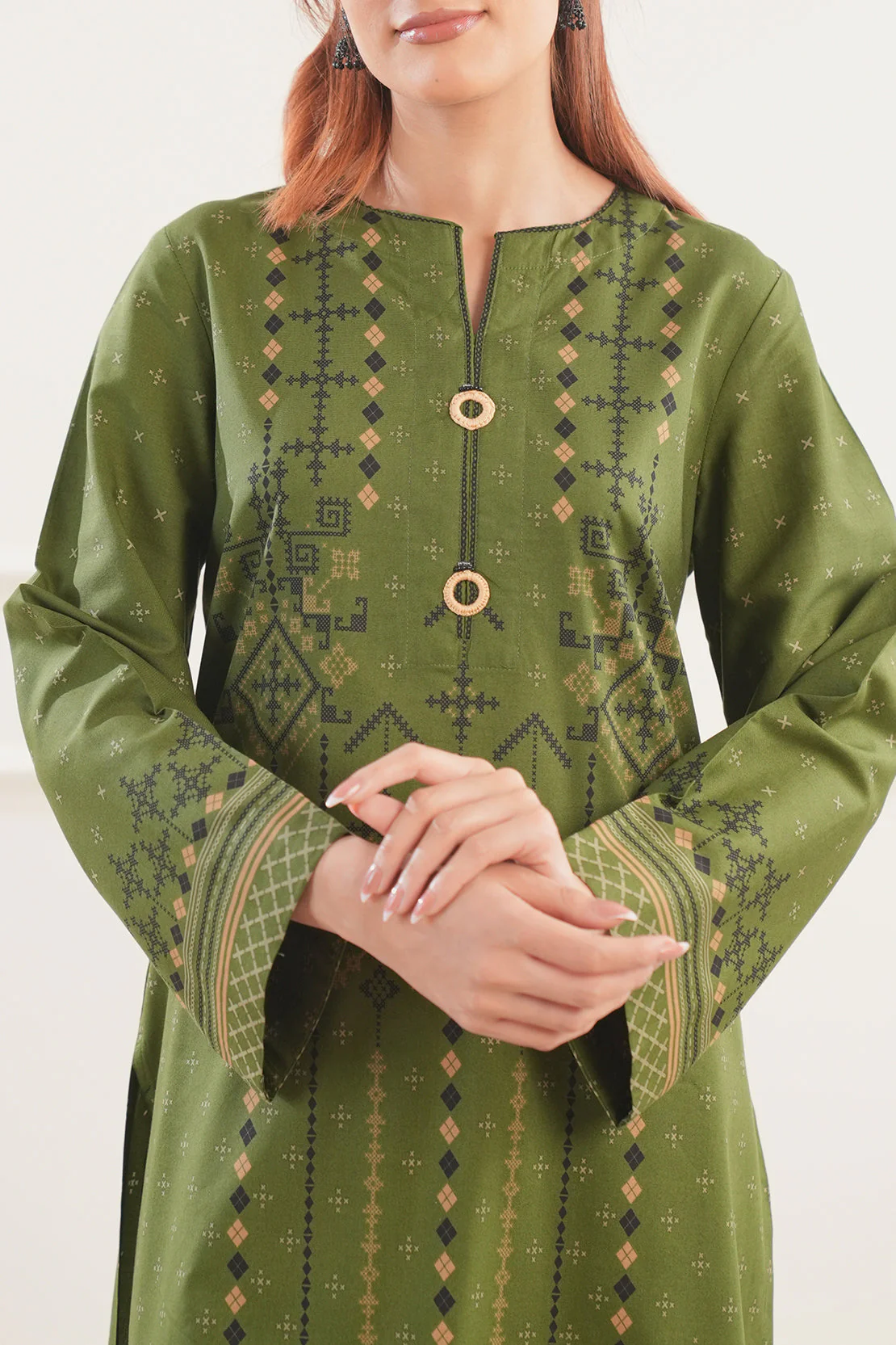 Printed Cotton Viscose Stitched 2 Piece (Shirt/Trouser) - Image 4