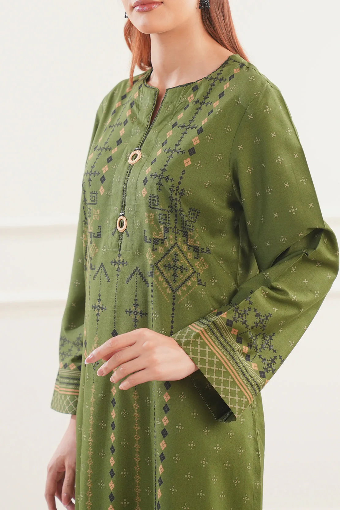 Printed Cotton Viscose Stitched 2 Piece (Shirt/Trouser) - Image 7
