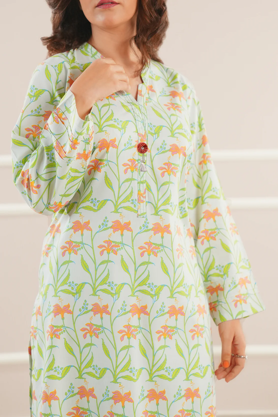 Printed Cotton Viscose Stitched 3 Piece - Image 3