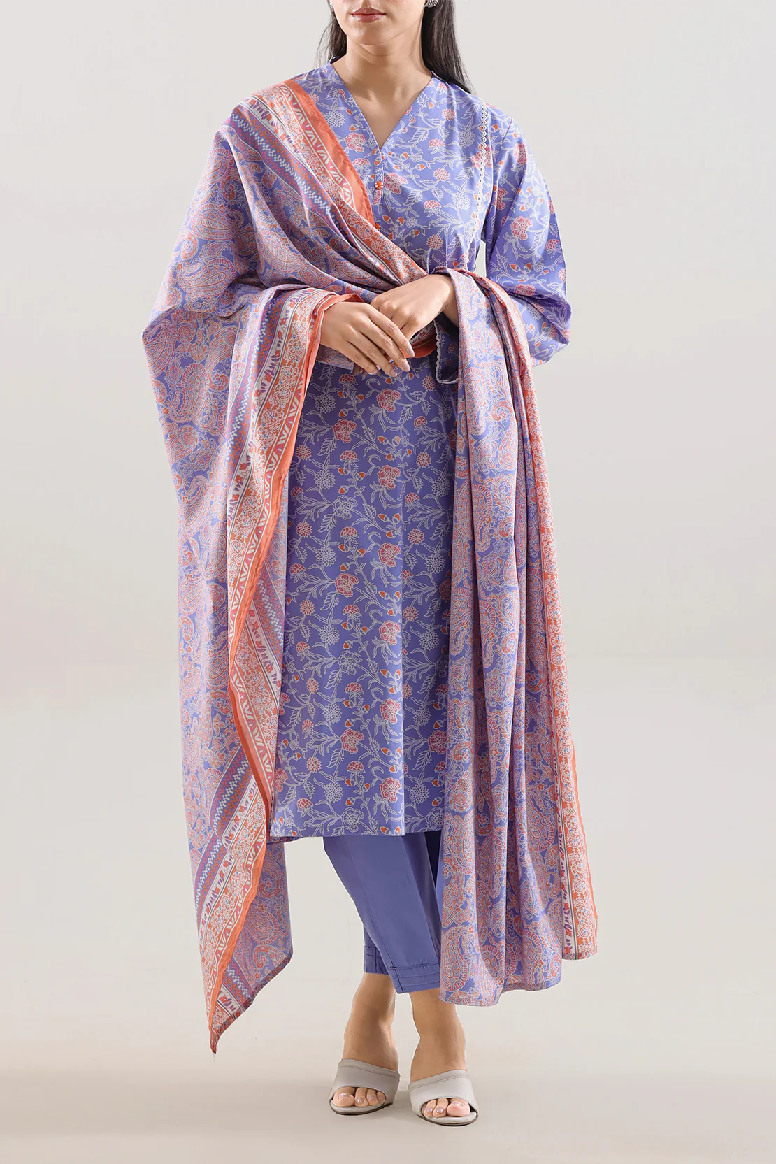 Printed Cotton Viscose Stitched 3 Piece