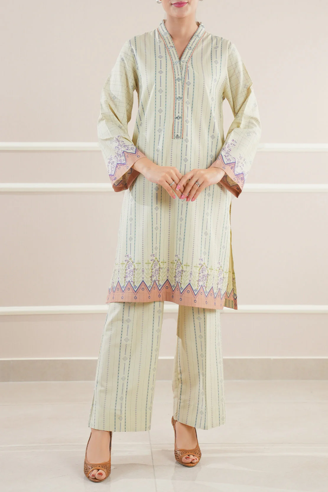 Printed Cotton Viscose Stitched Shirt