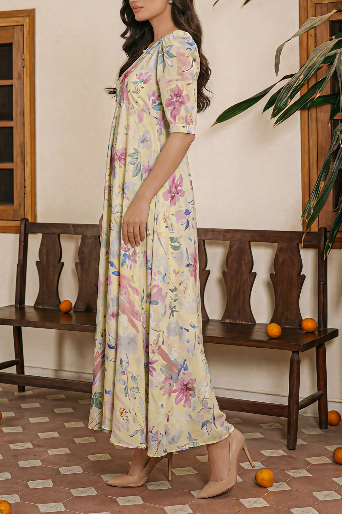 Printed Crepe Silk Stitched Dress - Image 2