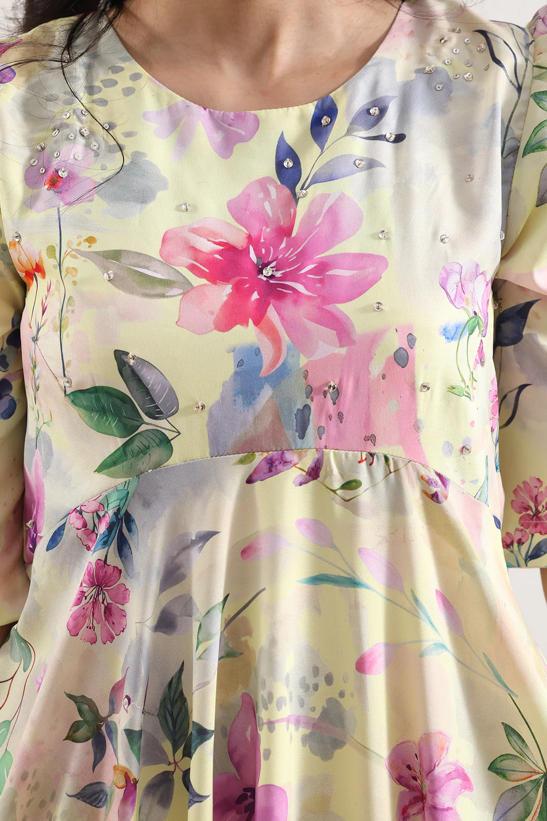 Printed Crepe Silk Stitched Dress - Image 5