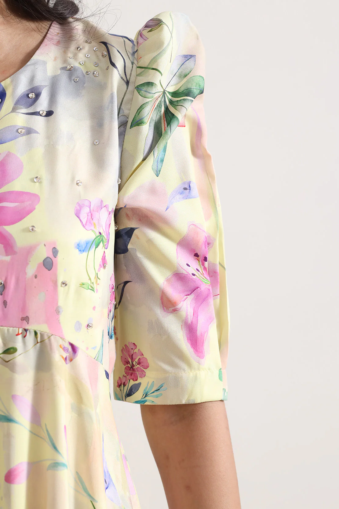 Printed Crepe Silk Stitched Dress - Image 6