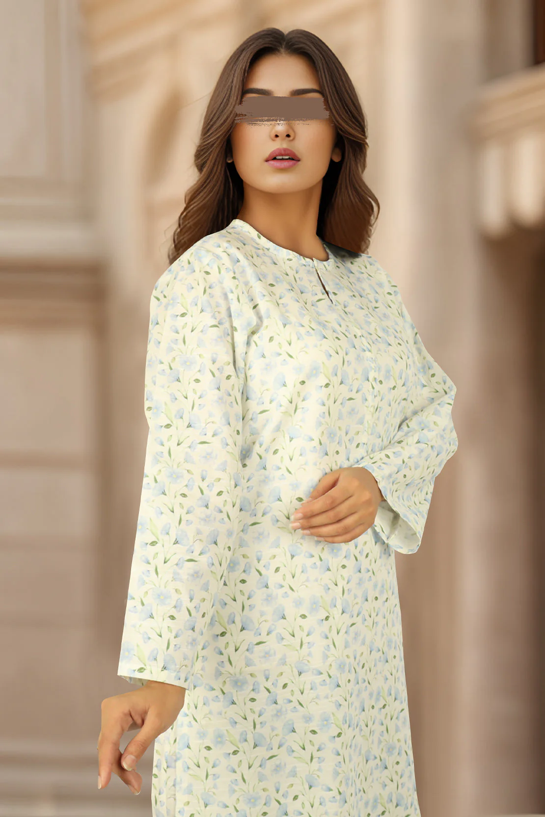 Printed Cross Hatch Stitched 2 Piece (Shirt/Trouser) - Image 3