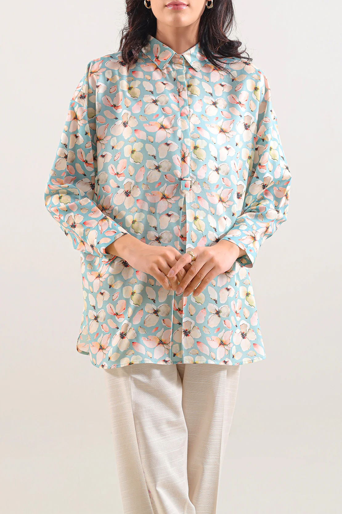 Printed Dobby Self Stitched Shirt - Image 2