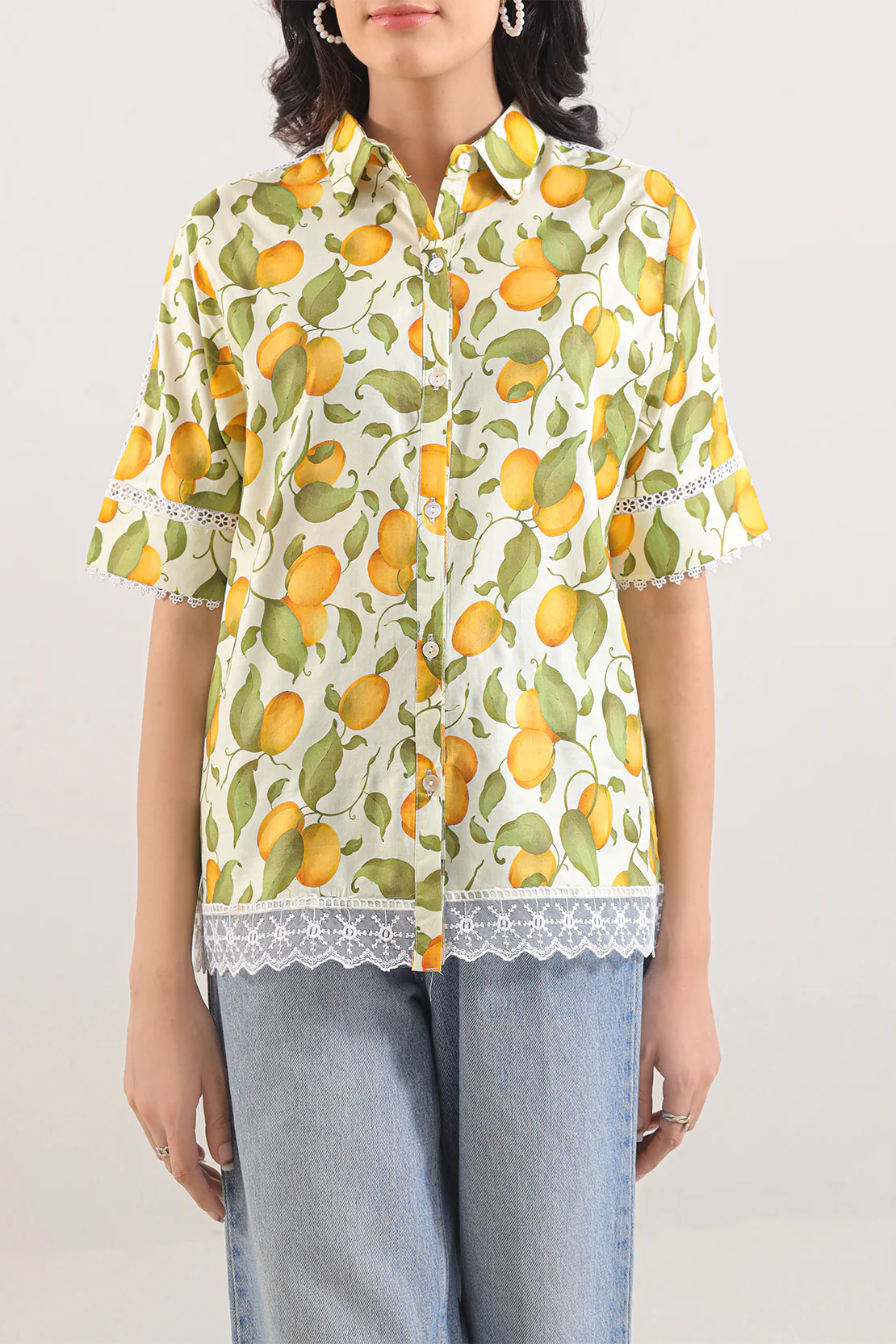 Printed Dobby Self Stitched Shirt - Image 2