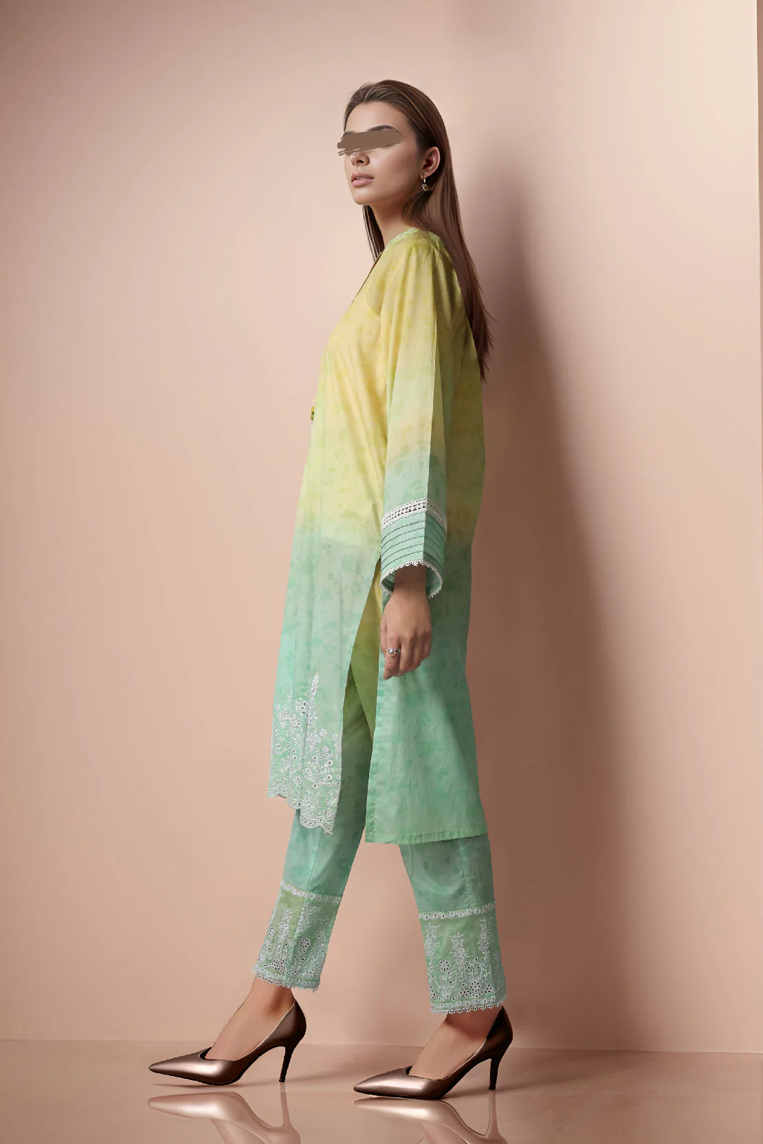 Printed Emb Cambric Stitched 2 Piece (Shirt/Trouser) - Image 2