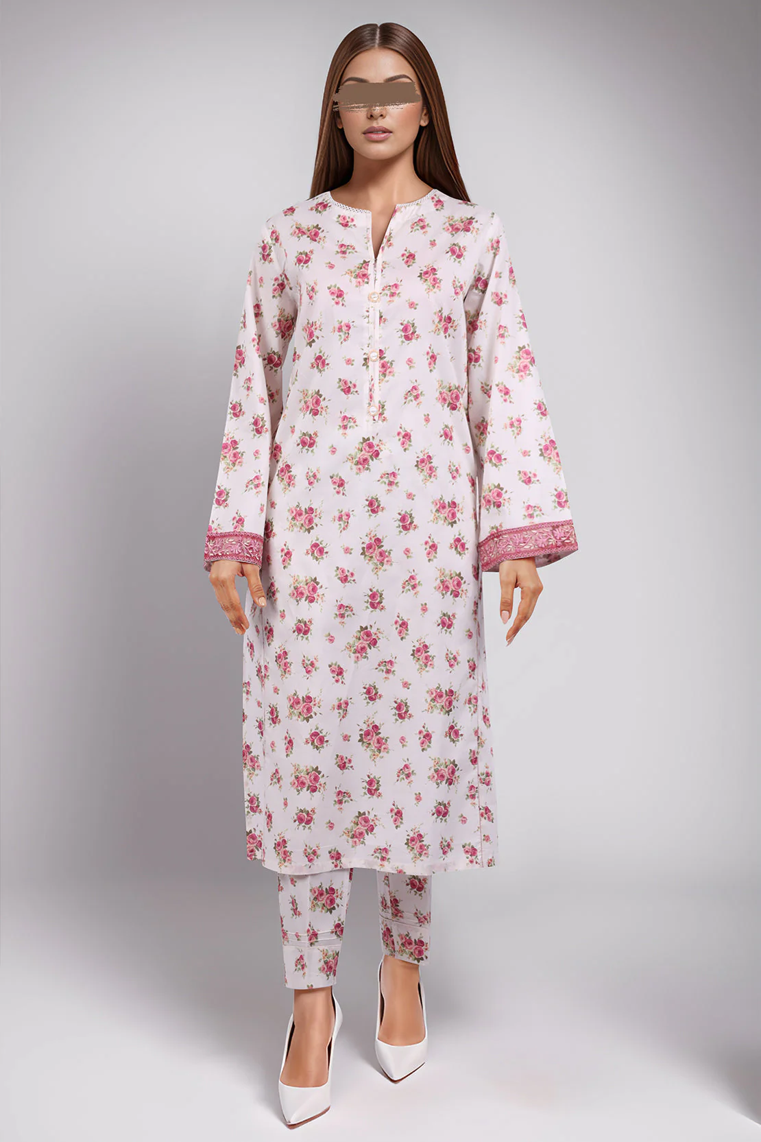 Printed Emb Cambric Stitched 2 Piece (Shirt/Trouser) - Image 2