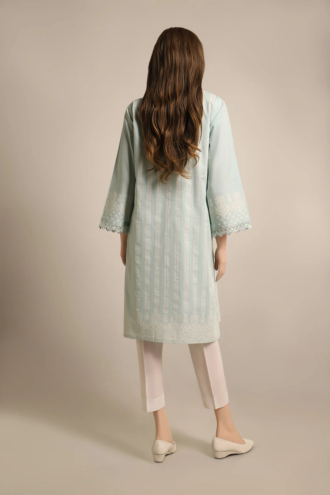Printed Embroidered Cambric Stitched Shirt - Image 2