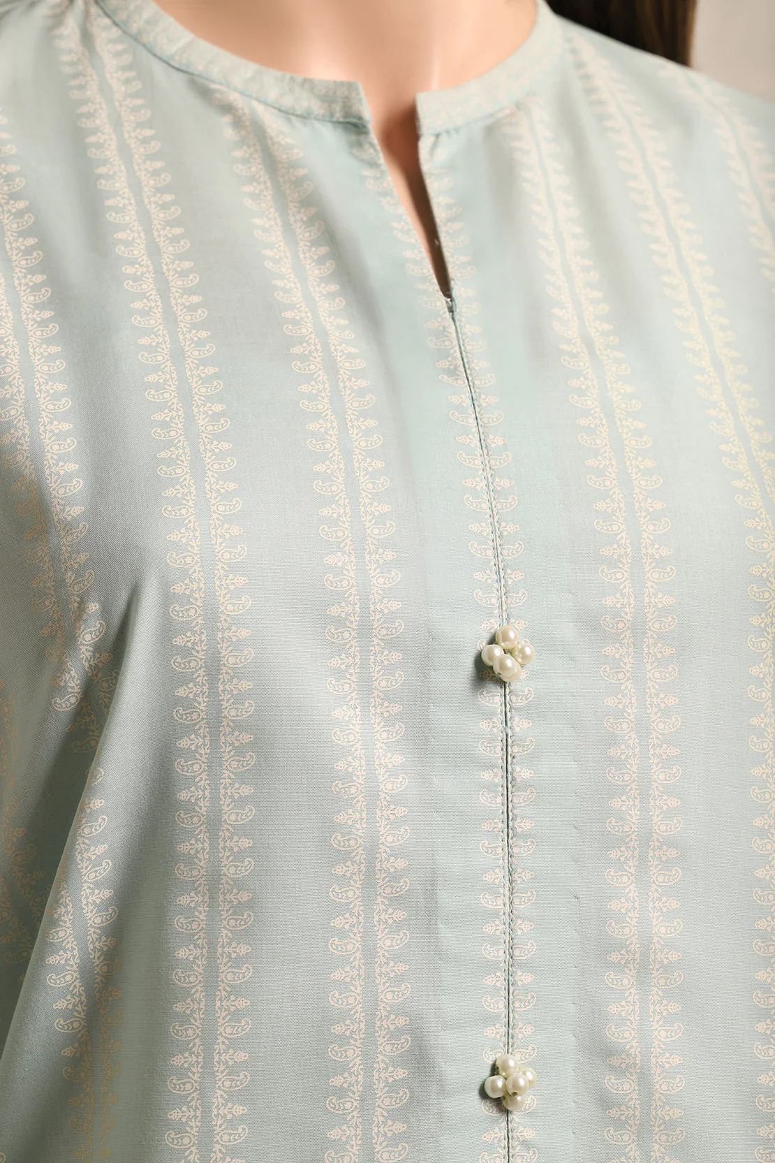 Printed Embroidered Cambric Stitched Shirt - Image 3