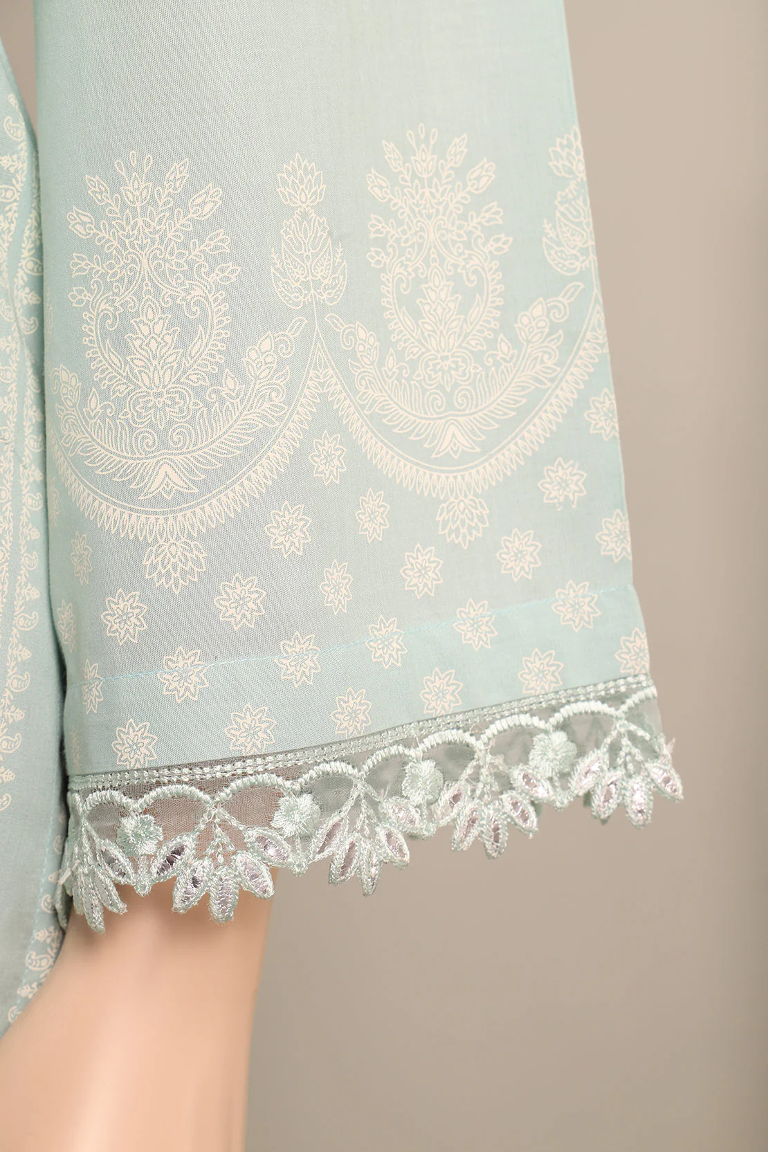 Printed Embroidered Cambric Stitched Shirt - Image 4