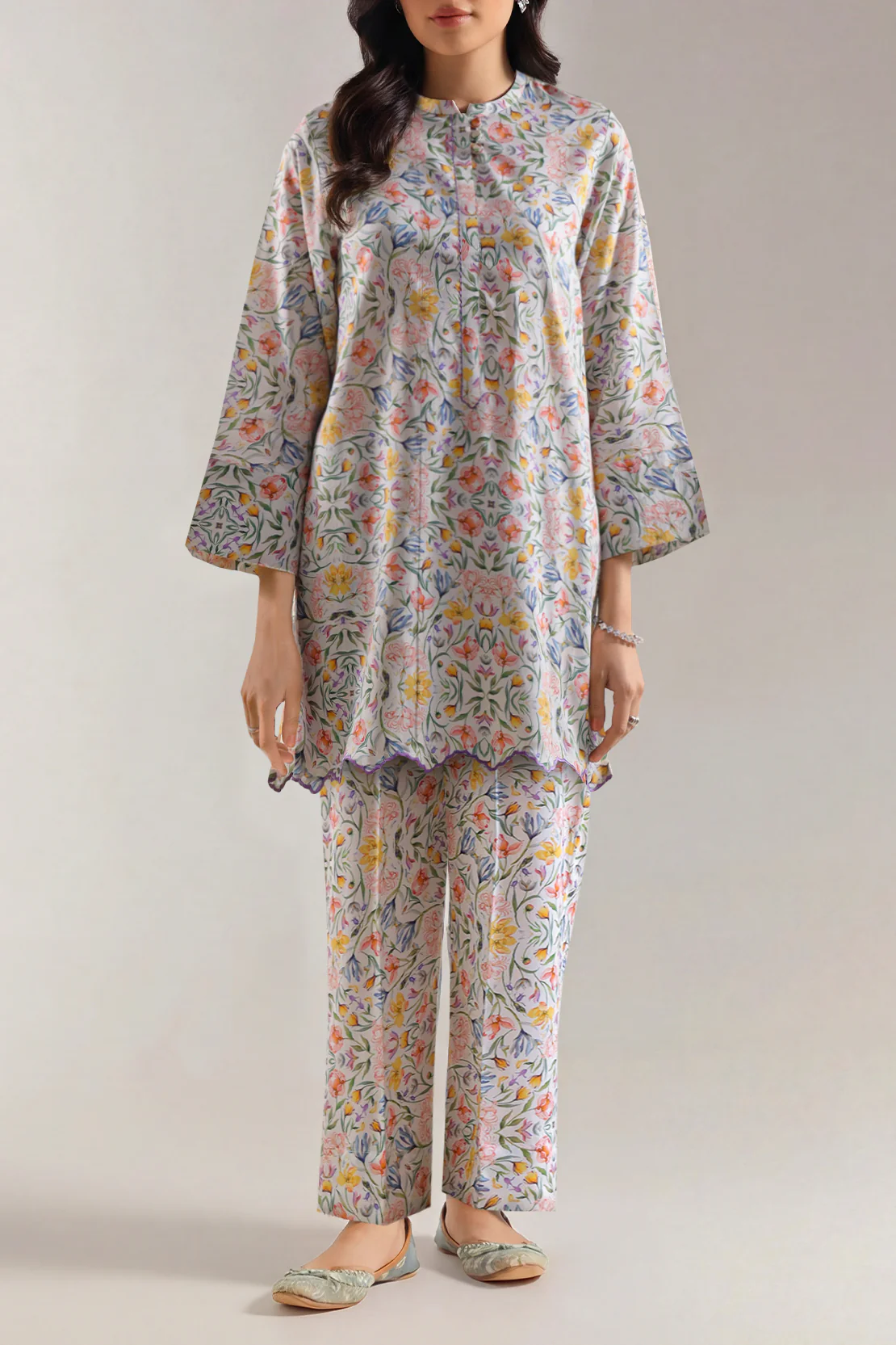 Printed Embroidered Arabic Lawn Stitched 2 Piece (Shirt/Trouser)