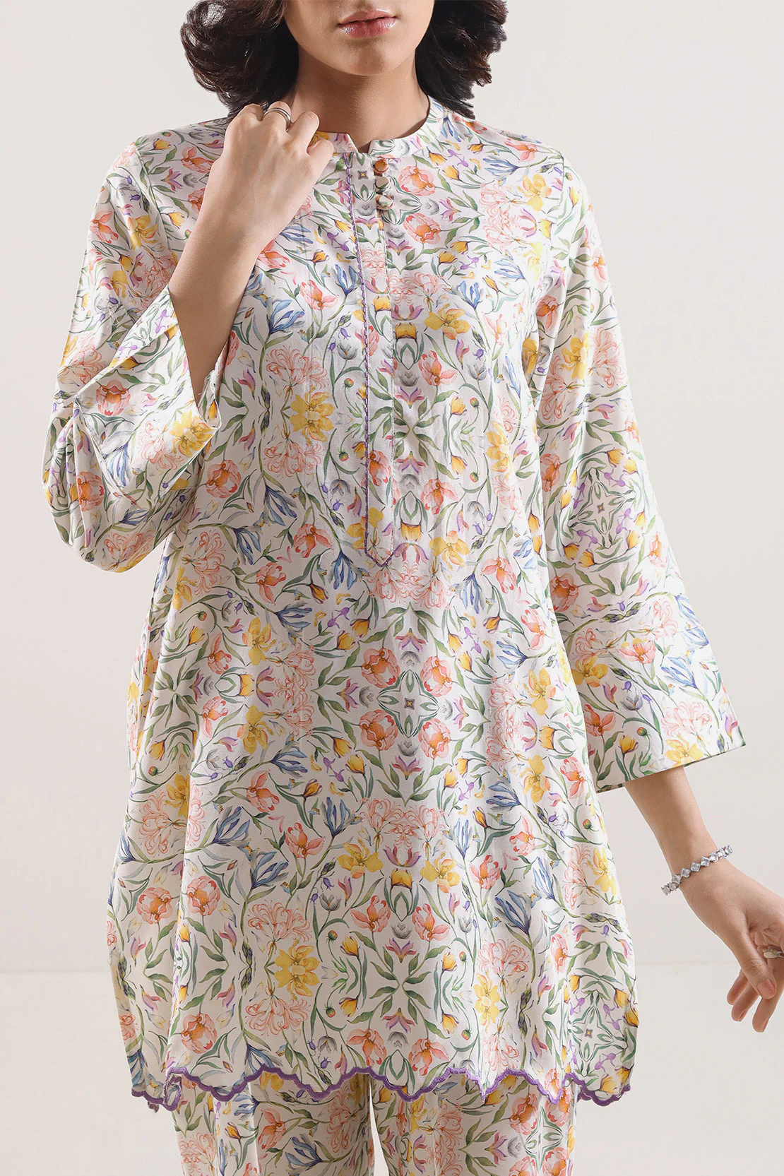 Printed Embroidered Arabic Lawn Stitched 2 Piece (Shirt/Trouser) - Image 2