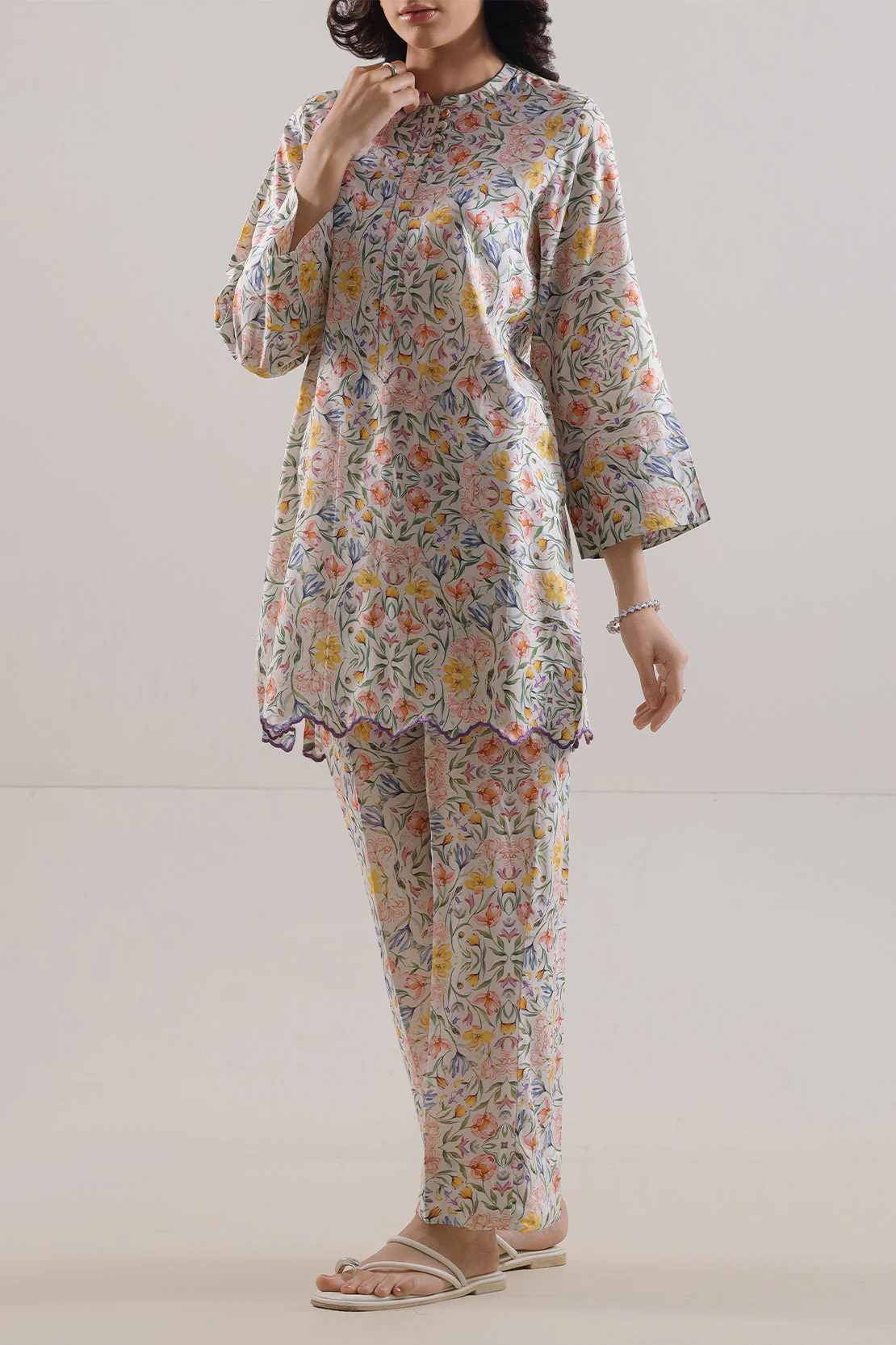 Printed Embroidered Arabic Lawn Stitched 2 Piece (Shirt/Trouser) - Image 3