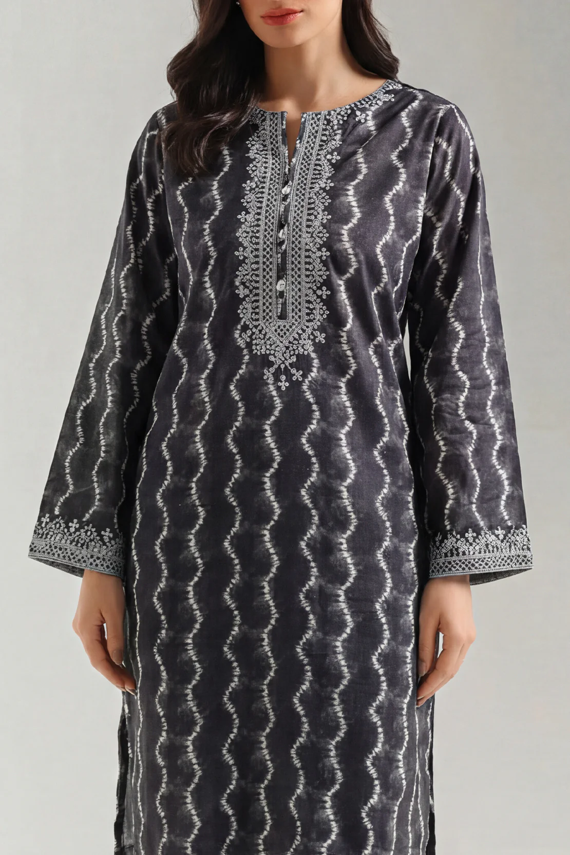 Printed Embroidered Arabic Lawn Stitched 2 Piece (Shirt/Trouser) - Image 2