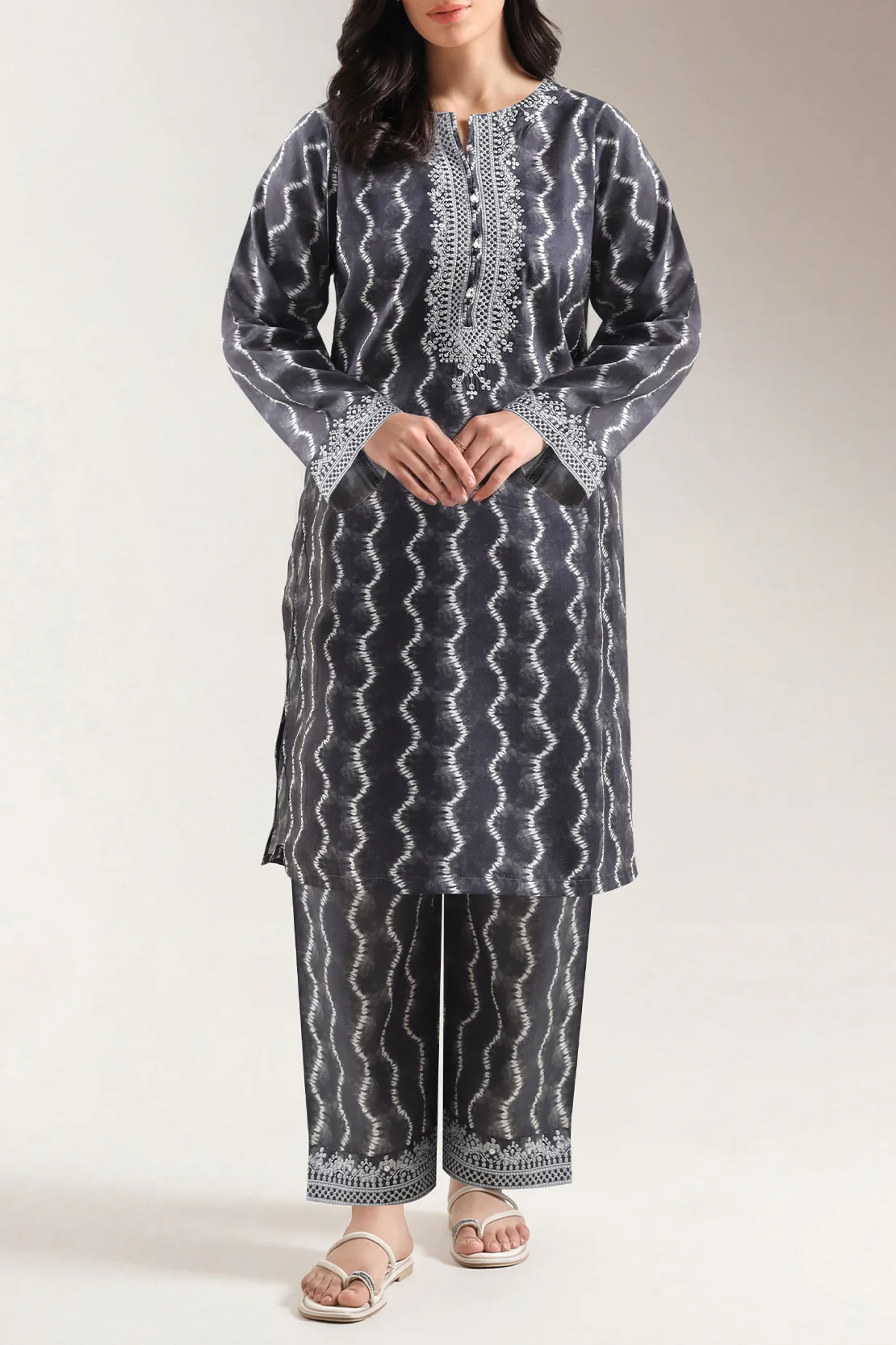 Printed Embroidered Arabic Lawn Stitched 2 Piece (Shirt/Trouser) - Image 3