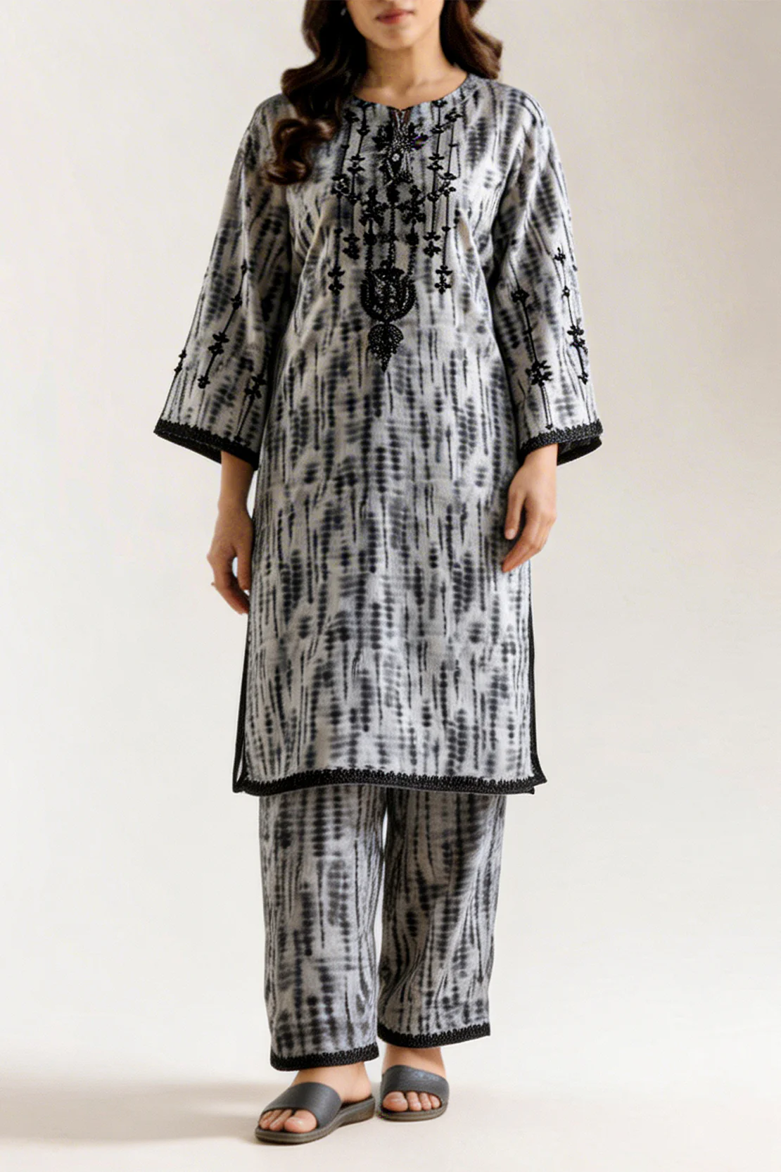 Printed Embroidered Arabic Lawn Stitched 2 Piece (Shirt/Trouser) - Image 2