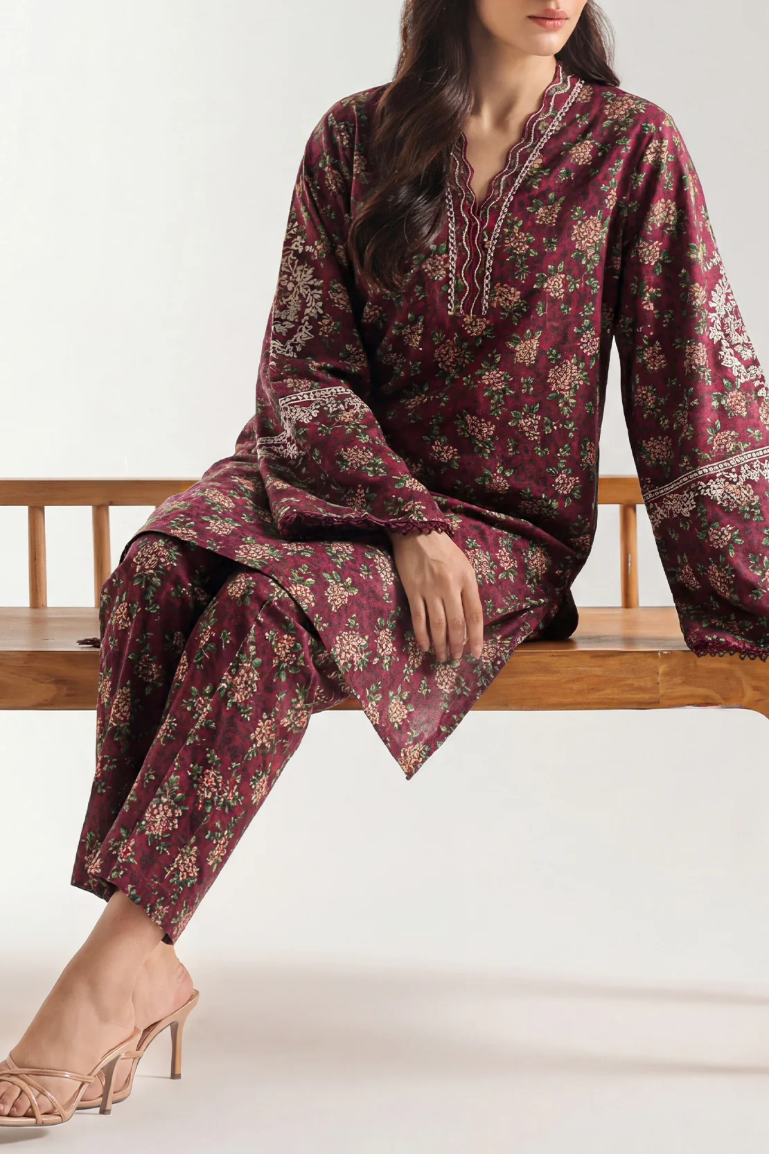 Printed Embroidered Arabic Lawn Stitched 2 Piece (Shirt/Trouser) - Image 2