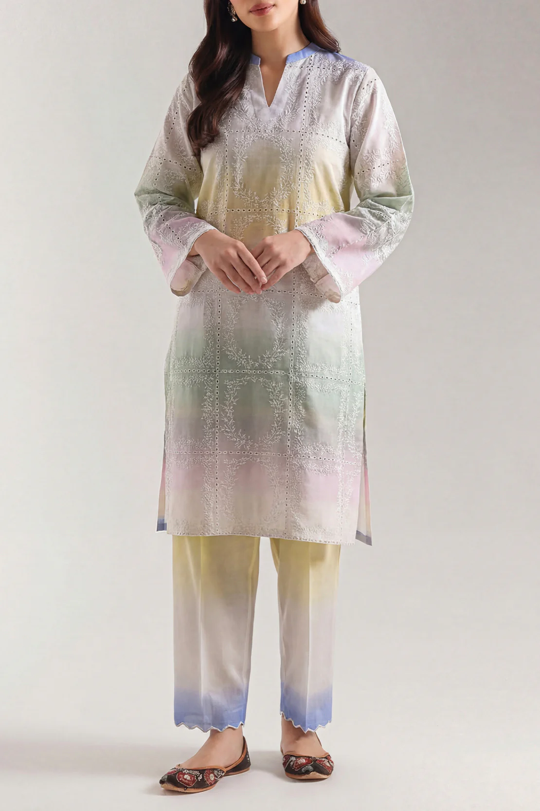Printed Embroidered Arabic Lawn Stitched 2 Piece (Shirt/Trouser) - Image 2