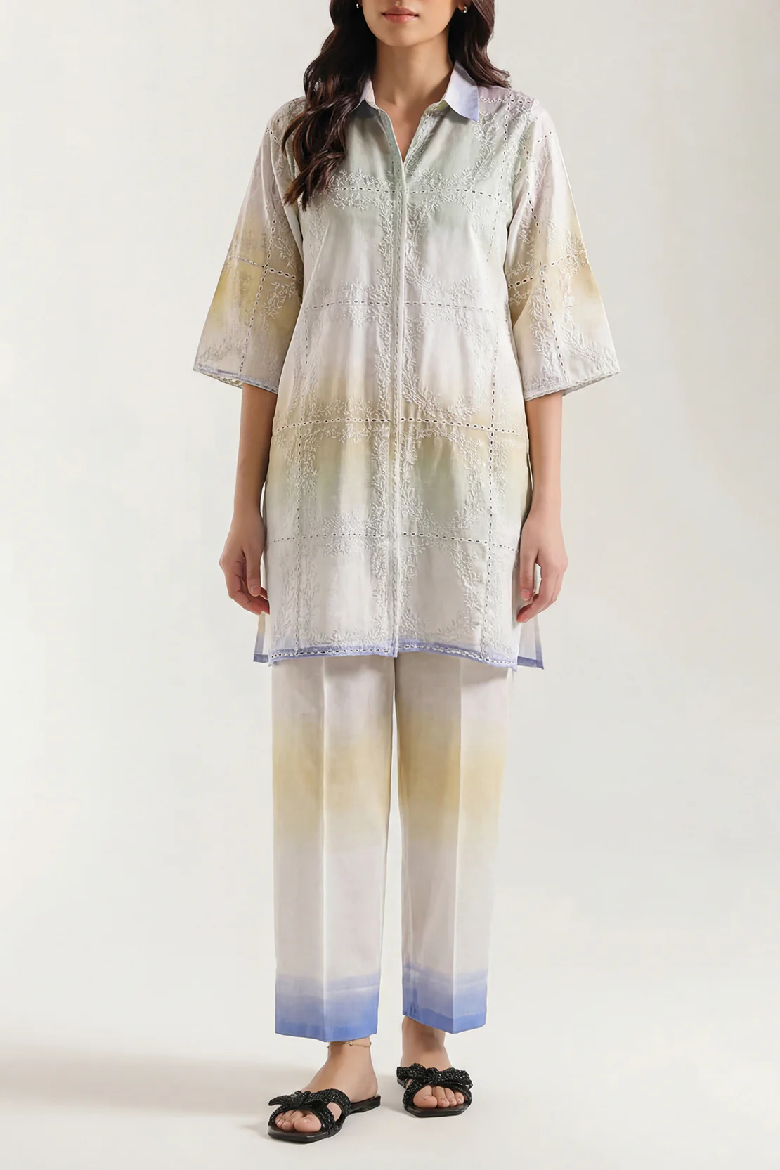 Printed Embroidered Arabic Lawn Stitched 2 Piece (Shirt/Trouser) - Image 2