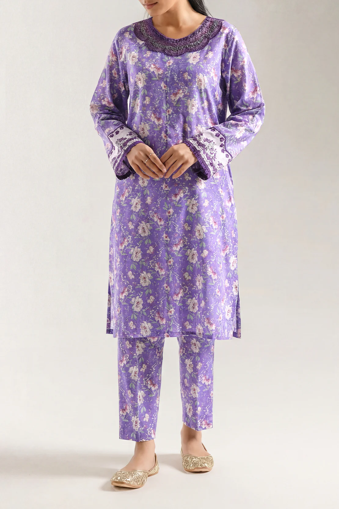 Printed Embroidered Arabic Lawn Stitched 2 Piece (Shirt/Trouser) - Image 2
