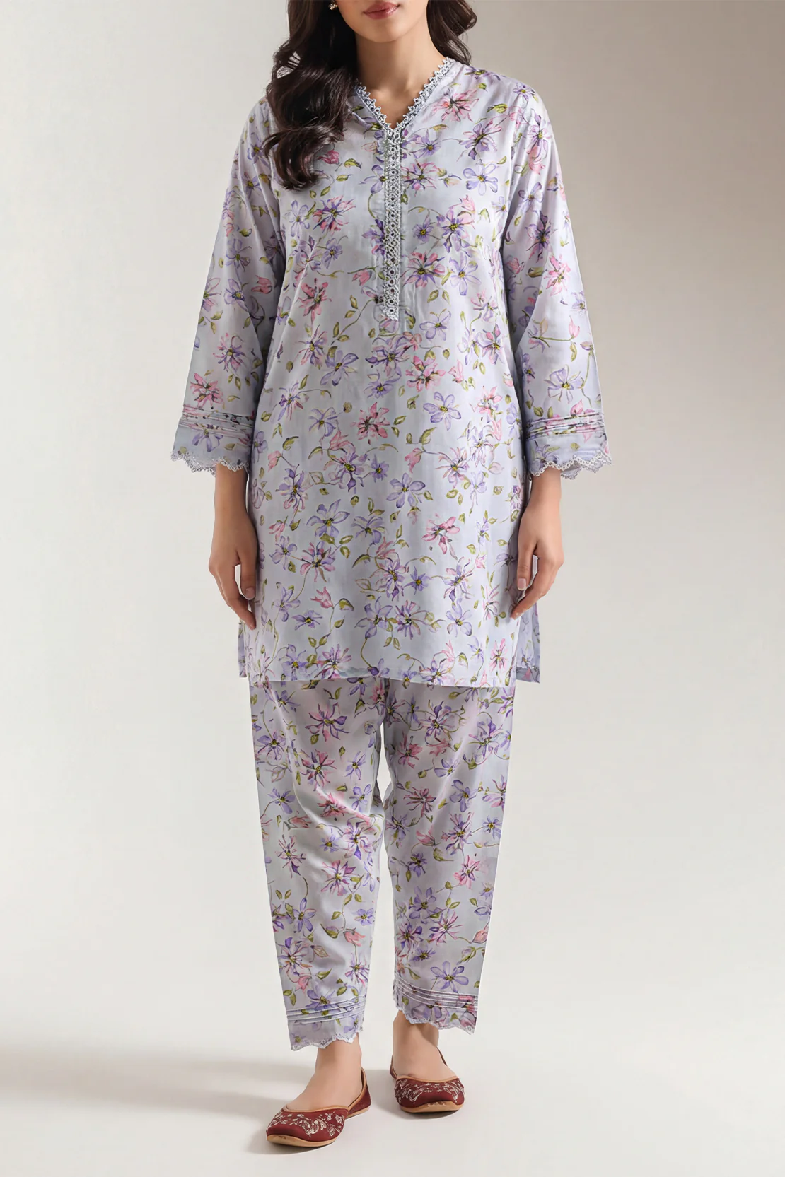 Printed Embroidered Arabic Lawn Stitched 2 Piece (Shirt/Trouser) - Image 2