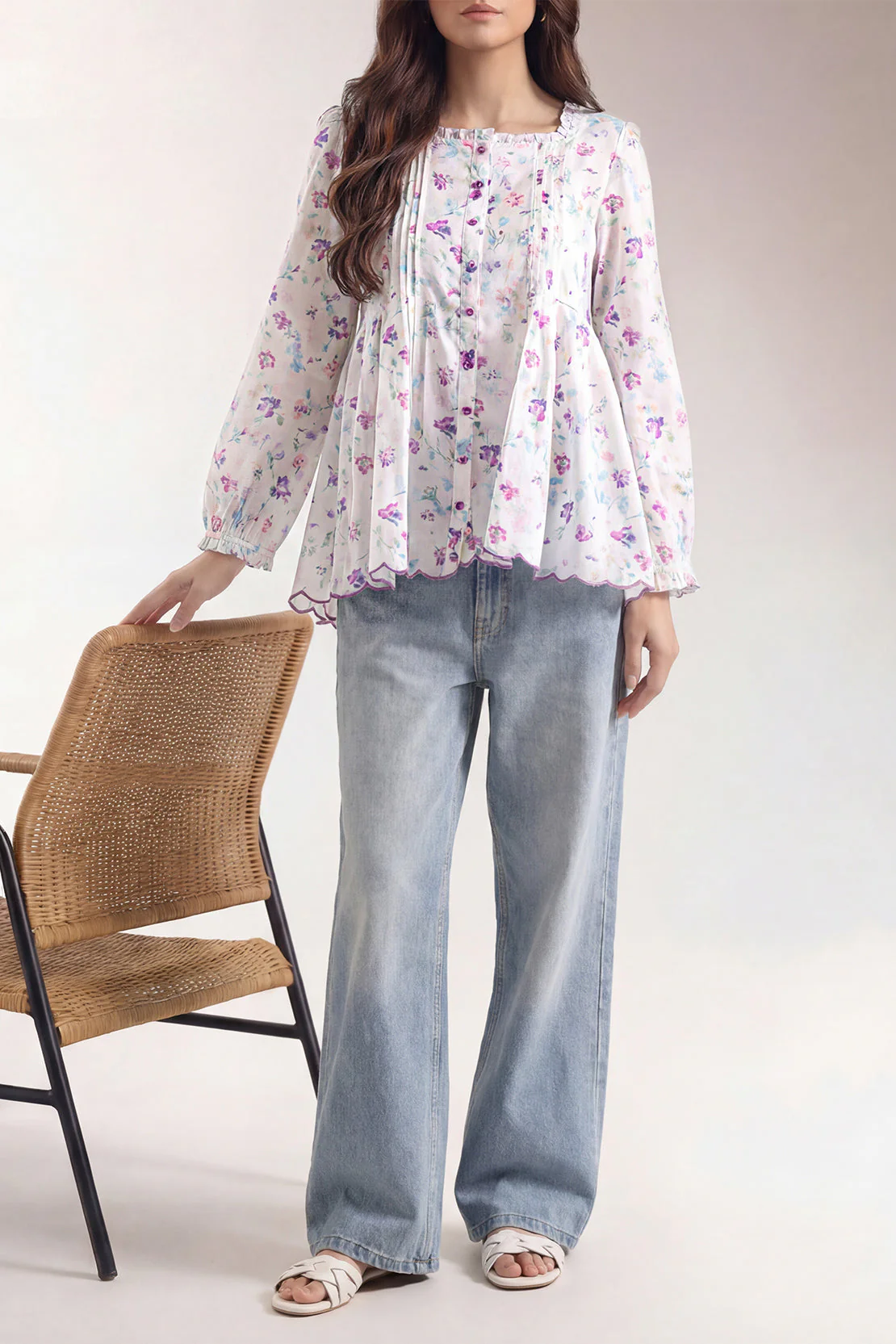 Printed Embroidered Arabic Lawn Stitched Shirt