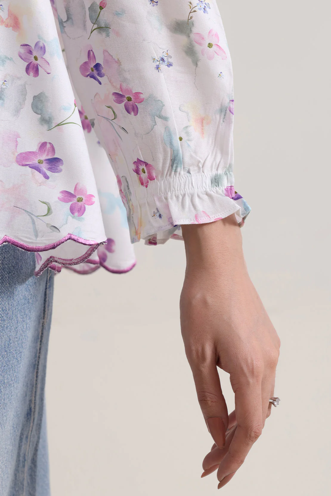 Printed Embroidered Arabic Lawn Stitched Shirt - Image 6