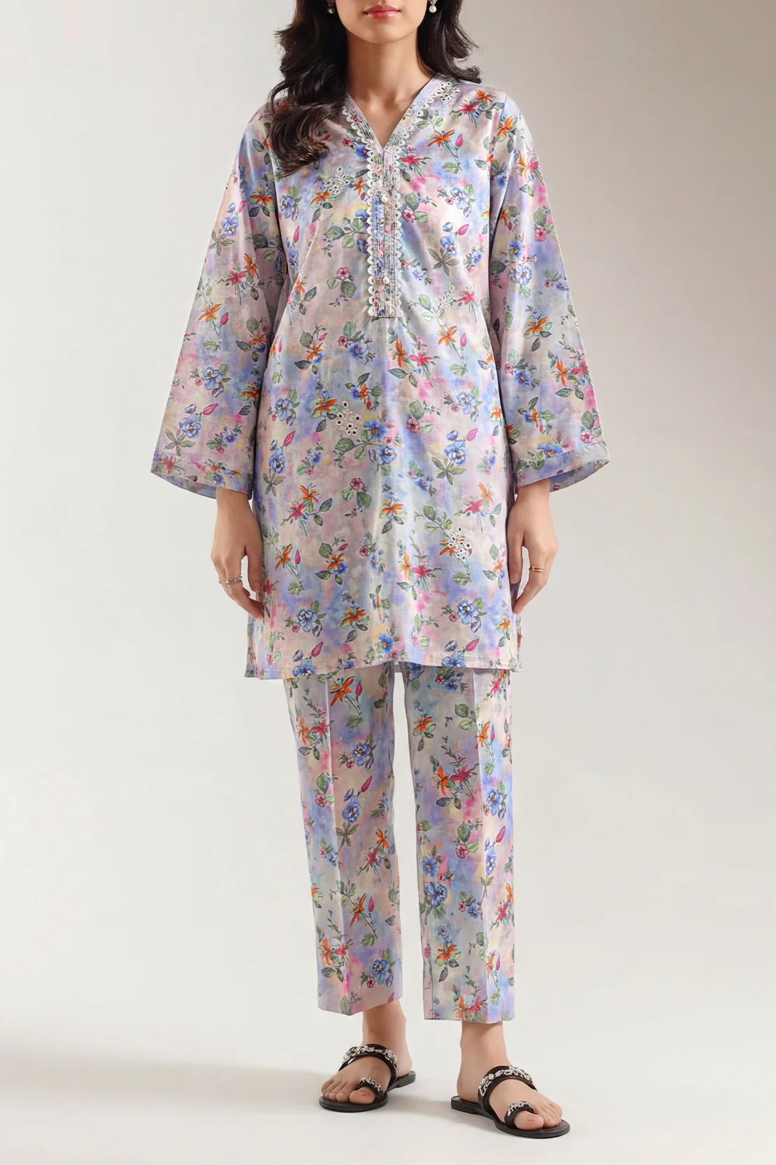 Printed Embroidered Arabic Premium Lawn Stitched 2 Piece (Shirt/Trouser) - Image 2