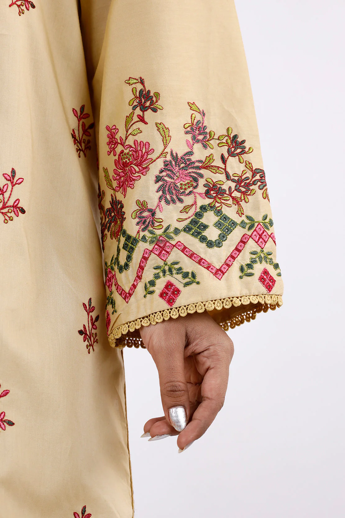 Printed Embroidered Cambric Stitched 2 Piece (Shirt/Dupatta) - Image 5