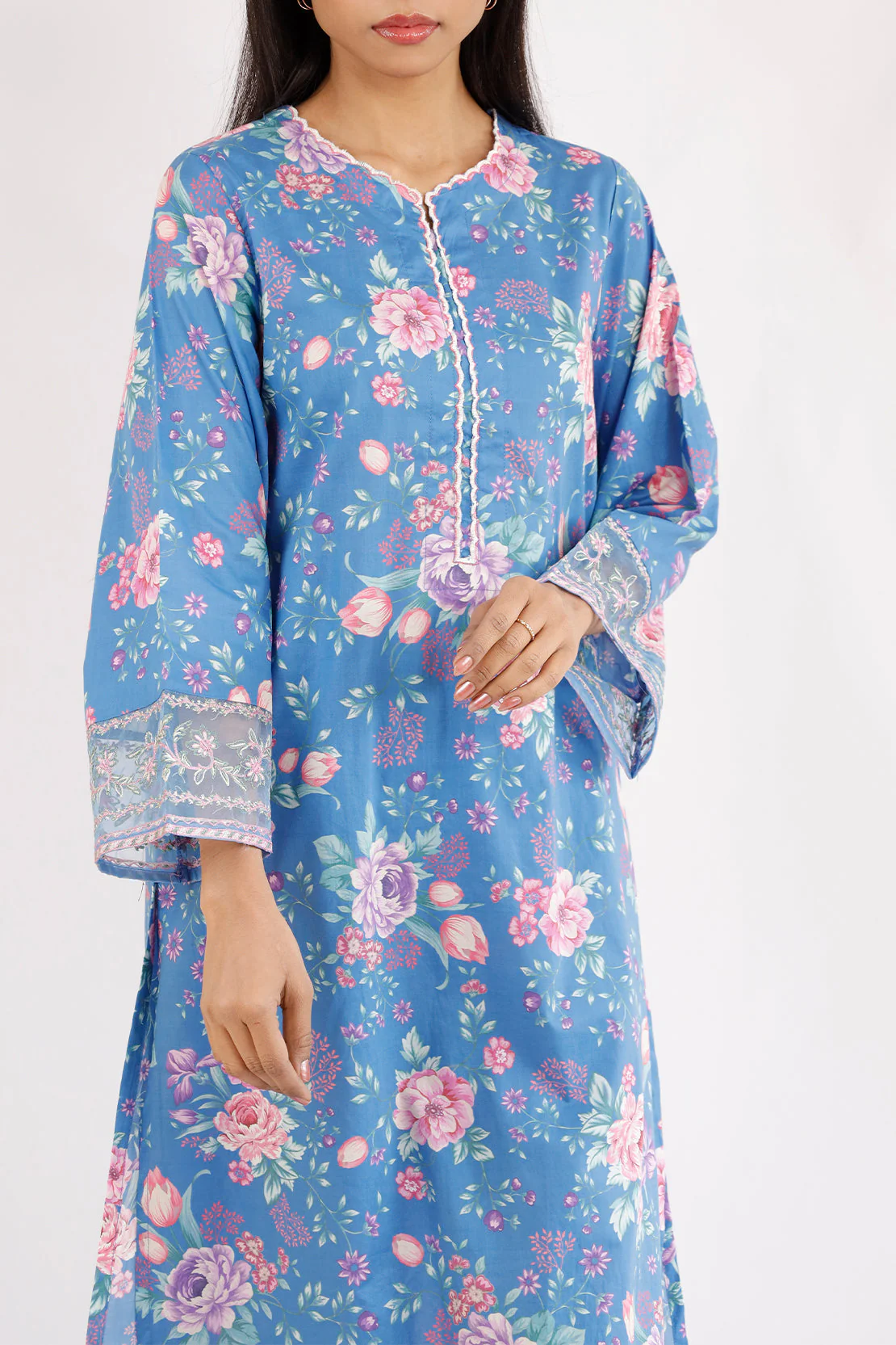 Printed Embroidered Cambric Stitched 2 Piece (Shirt/Trouser) - Image 3