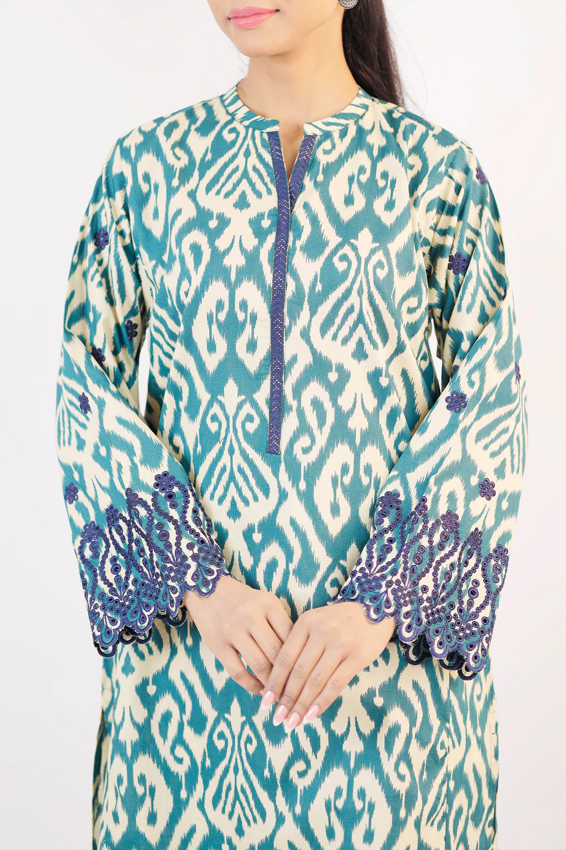 Printed Embroidered Cambric Stitched 2 Piece (Shirt/Trouser) - Image 2